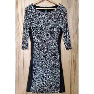 Lauren by Ralph Lauren Black and White Womens Geometric Sheath Dress Size 10